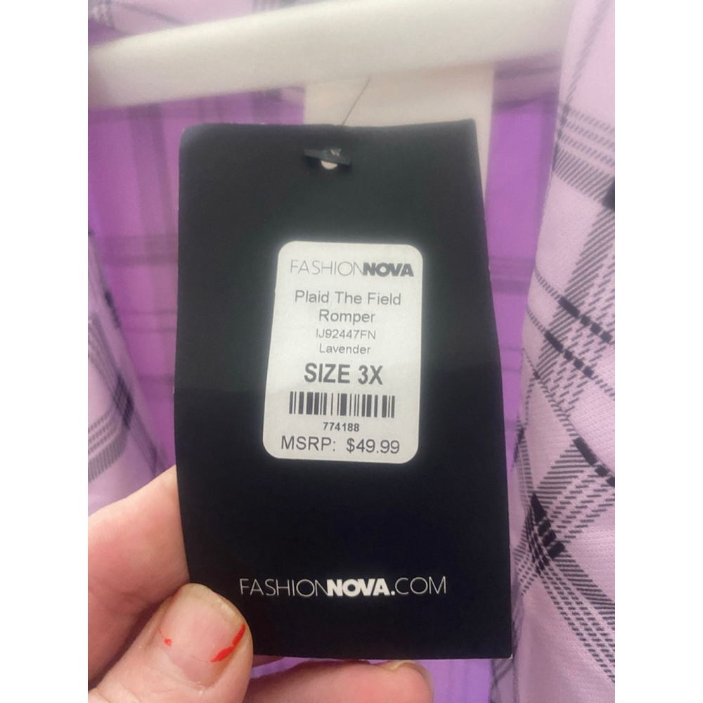 Women's Fashion Nova 3X Lavender Black romper - Picture 4 of 11